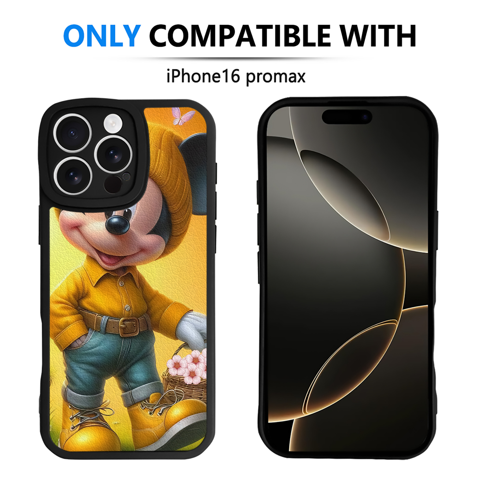 （画像用） ミッキーマウス Mickey Mouse 【iPhone 16シリーズ対応】シリコンスマホケース（レザー調） 材質：シリコン